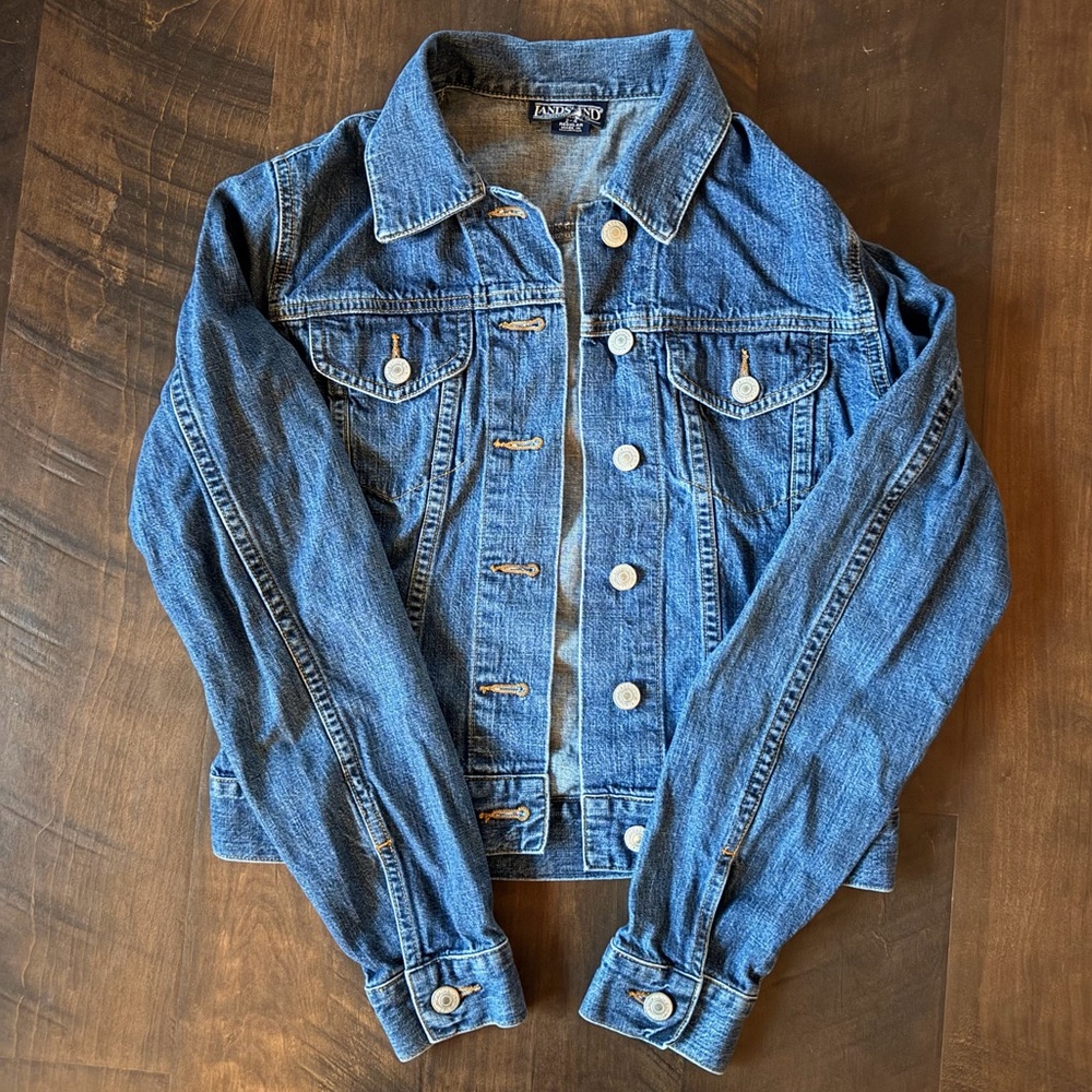 💛 Lands’ End Classic Blue Denim Jacket XS